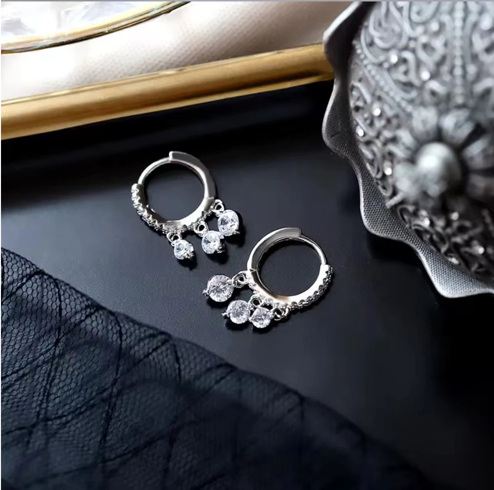 Claire – Zircon Drop Huggie Earrings