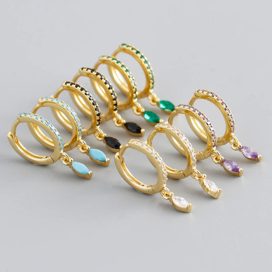 Mau – Colorful Zircon Drop Huggie Earrings