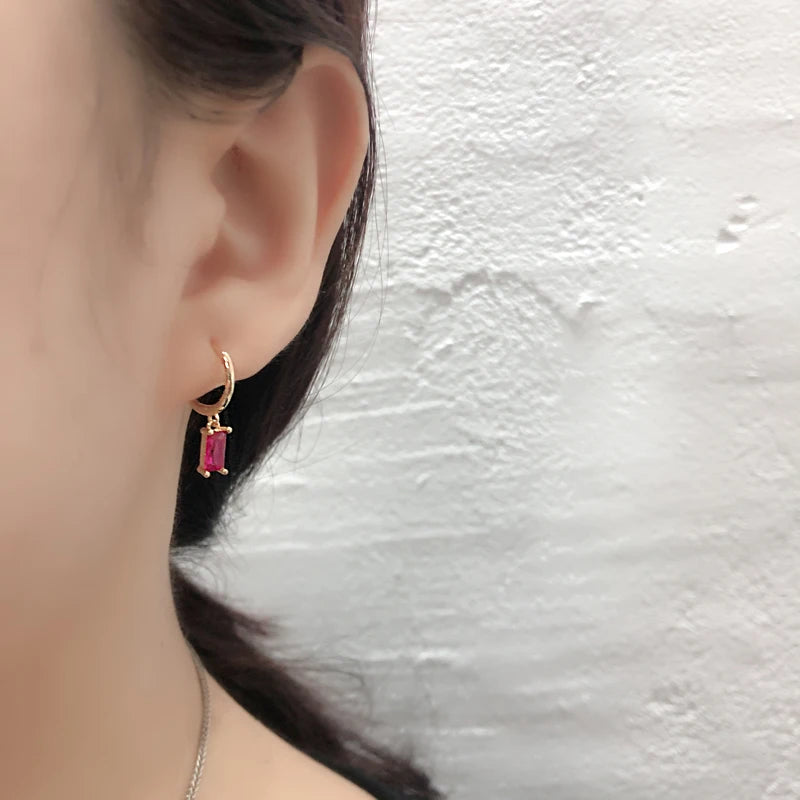 Doroty – Color Zircon Drop Huggie Earrings